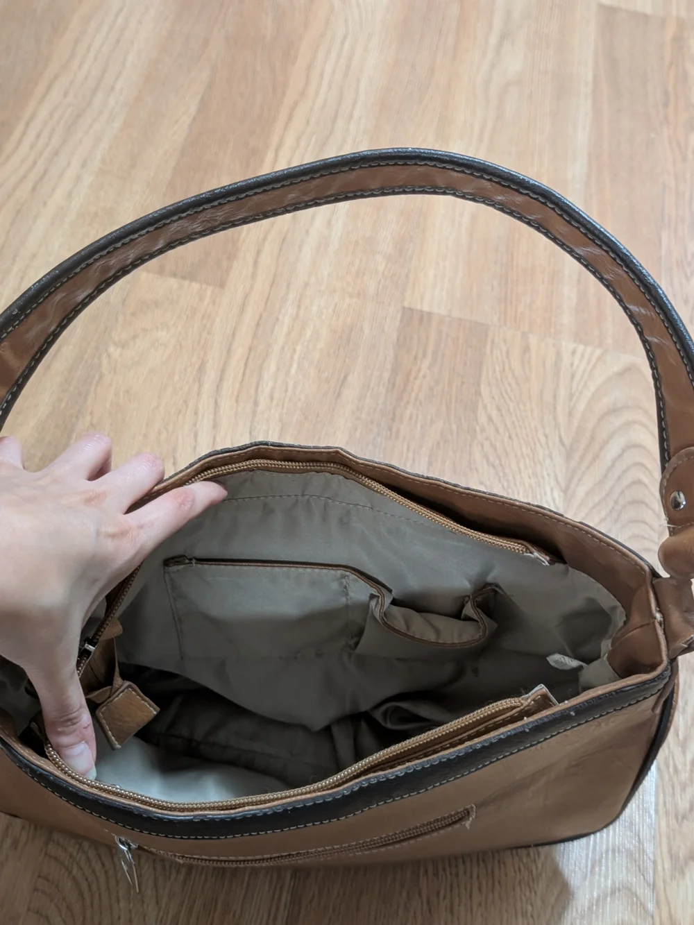 Y2K Women's Brown Embellished Cross Hobo Bag
